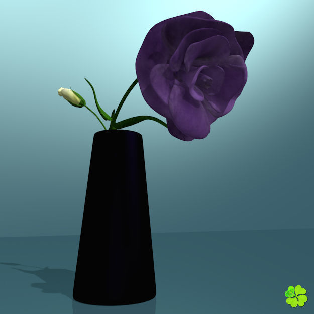 Flower of lisianthus multicolor rigged low poly with vase Low-poly 3D model_1