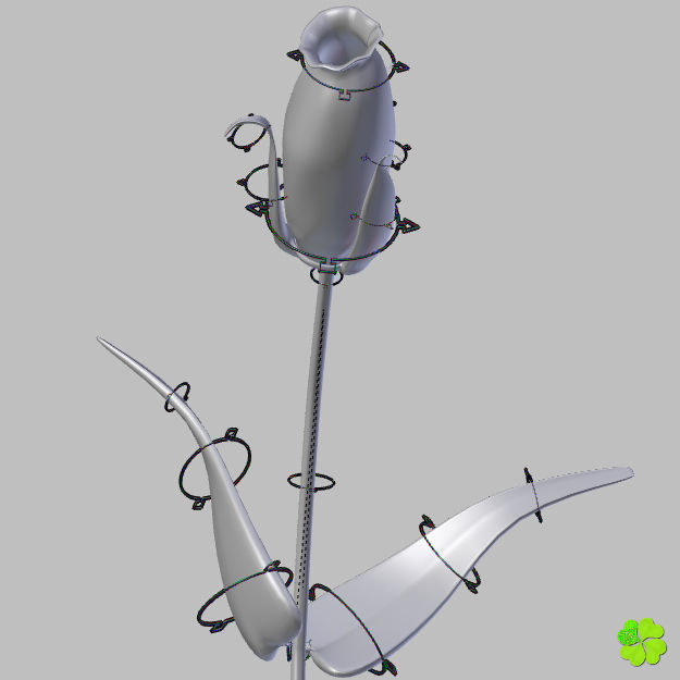 Flower of lisianthus multicolor rigged low poly with vase Low-poly 3D model_34