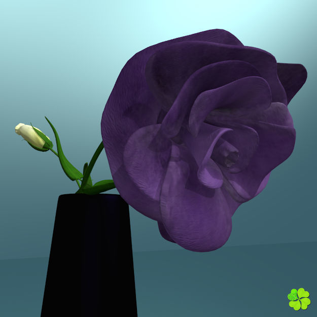 Flower of lisianthus multicolor rigged low poly with vase Low-poly 3D model_6