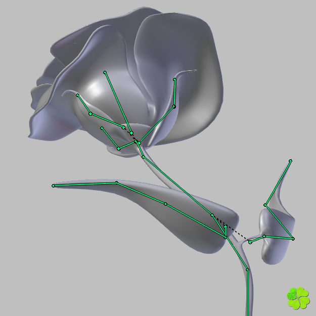 Flower of lisianthus multicolor rigged low poly with vase Low-poly 3D model_29