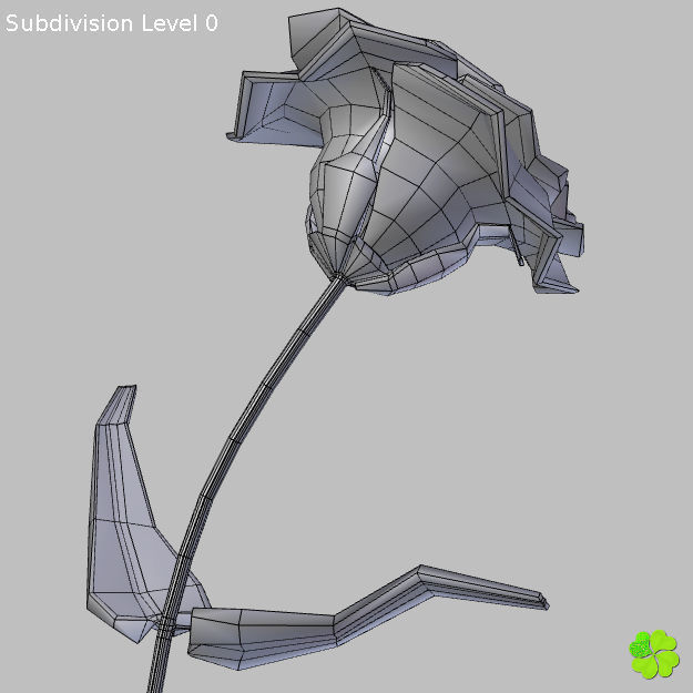 Flower of lisianthus multicolor rigged low poly with vase Low-poly 3D model_18