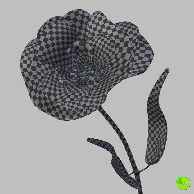 Flower of lisianthus multicolor rigged low poly with vase Low-poly 3D model_36