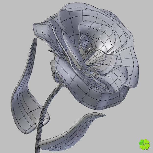Flower of lisianthus multicolor rigged low poly with vase Low-poly 3D model_19