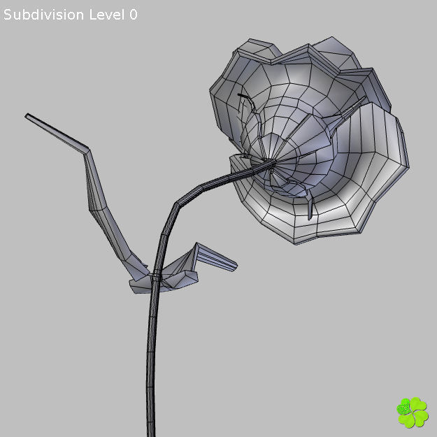 Flower of lisianthus multicolor rigged low poly with vase Low-poly 3D model_12