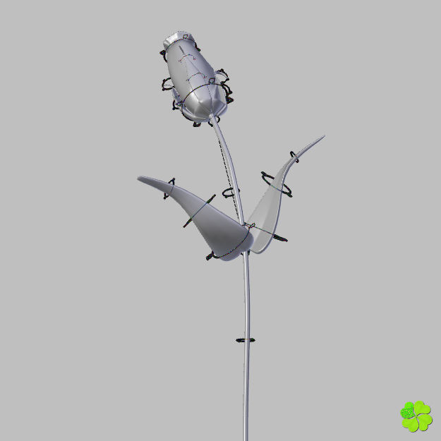 Flower of lisianthus multicolor rigged low poly with vase Low-poly 3D model_35