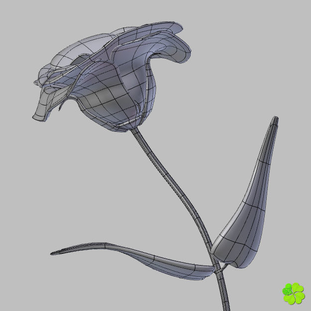 Flower of lisianthus multicolor rigged low poly with vase Low-poly 3D model_15