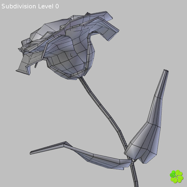 Flower of lisianthus multicolor rigged low poly with vase Low-poly 3D model_16