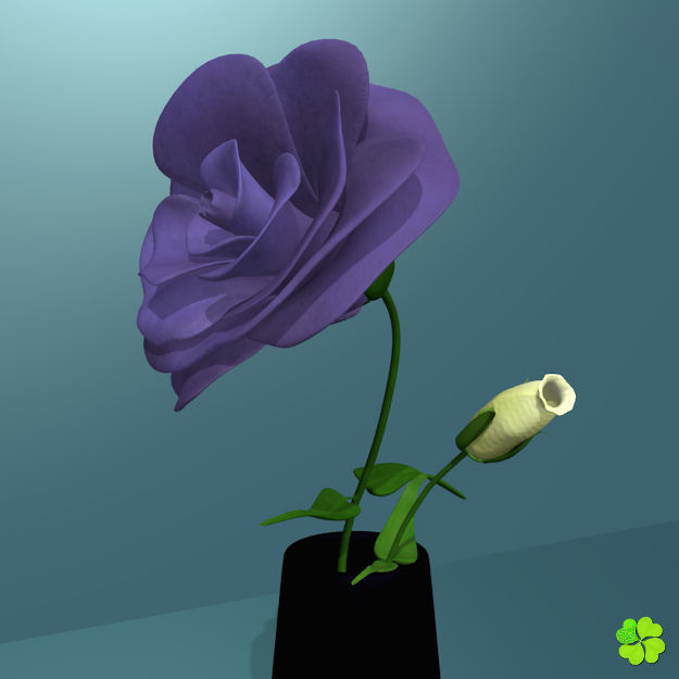 Flower of lisianthus multicolor rigged low poly with vase Low-poly 3D model_5