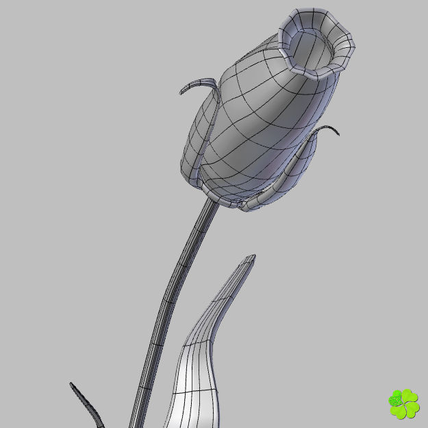 Flower of lisianthus multicolor rigged low poly with vase Low-poly 3D model_25