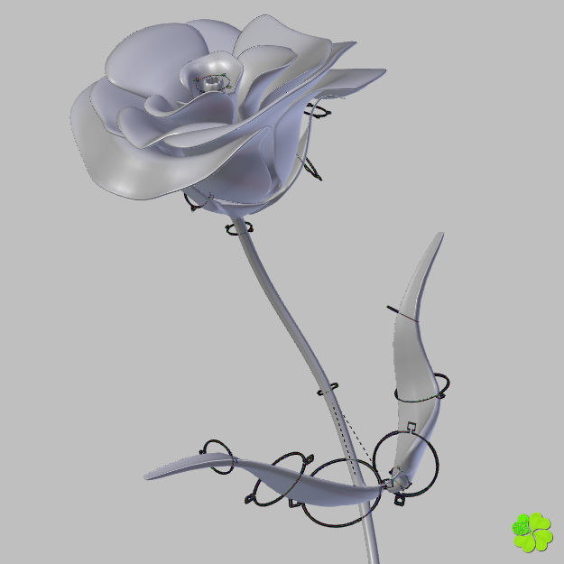 Flower of lisianthus multicolor rigged low poly with vase Low-poly 3D model_30