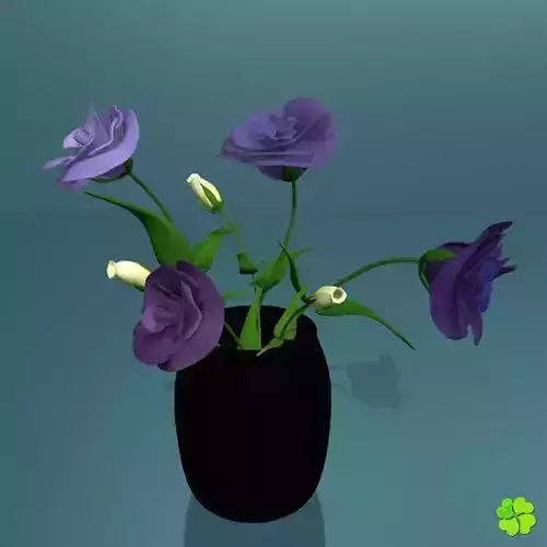 Flower of lisianthus multicolor rigged low poly with vase Low-poly 3D model