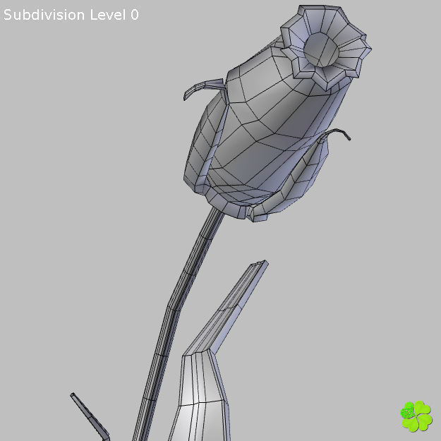 Flower of lisianthus multicolor rigged low poly with vase Low-poly 3D model_26