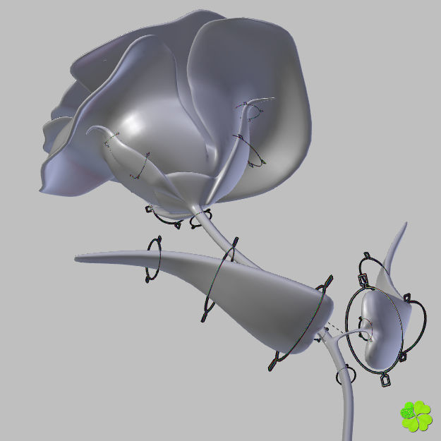 Flower of lisianthus multicolor rigged low poly with vase Low-poly 3D model_31