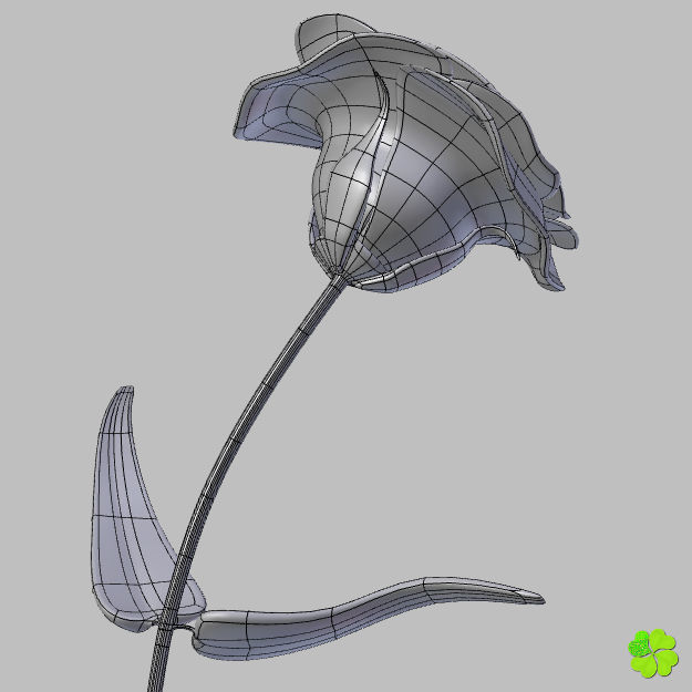 Flower of lisianthus multicolor rigged low poly with vase Low-poly 3D model_17