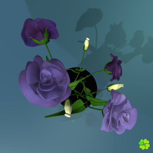 Flower of lisianthus multicolor rigged low poly with vase Low-poly 3D model_4