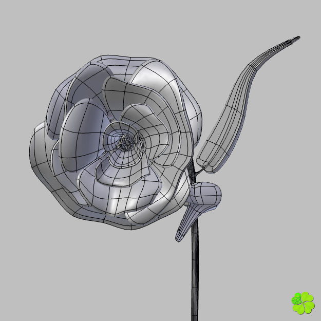 Flower of lisianthus multicolor rigged low poly with vase Low-poly 3D model_13