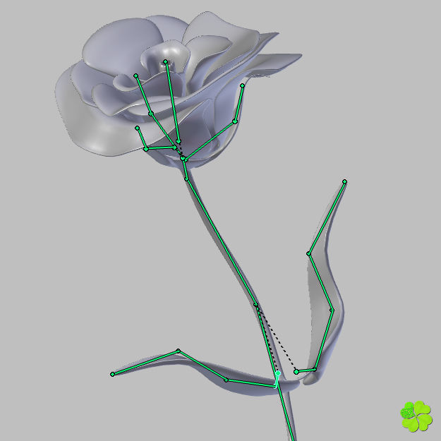 Flower of lisianthus multicolor rigged low poly with vase Low-poly 3D model_28