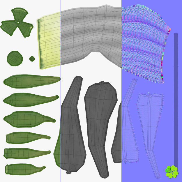 Flower of lisianthus multicolor rigged low poly with vase Low-poly 3D model_41