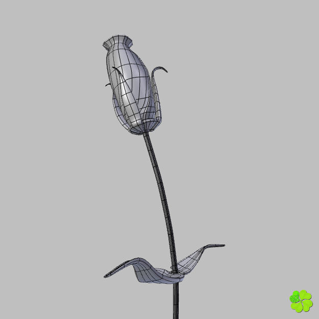 Flower of lisianthus multicolor rigged low poly with vase Low-poly 3D model_22