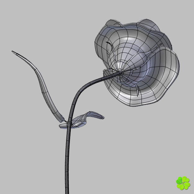 Flower of lisianthus multicolor rigged low poly with vase Low-poly 3D model_11