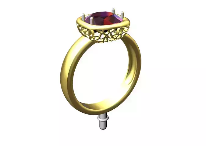 An 10 gold ring with ruby stone 3D print model