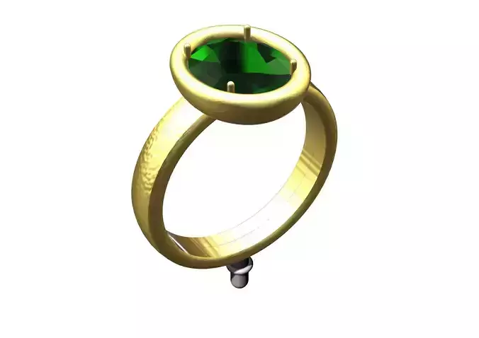 An 11 gold ring with emerald stone 3D print model