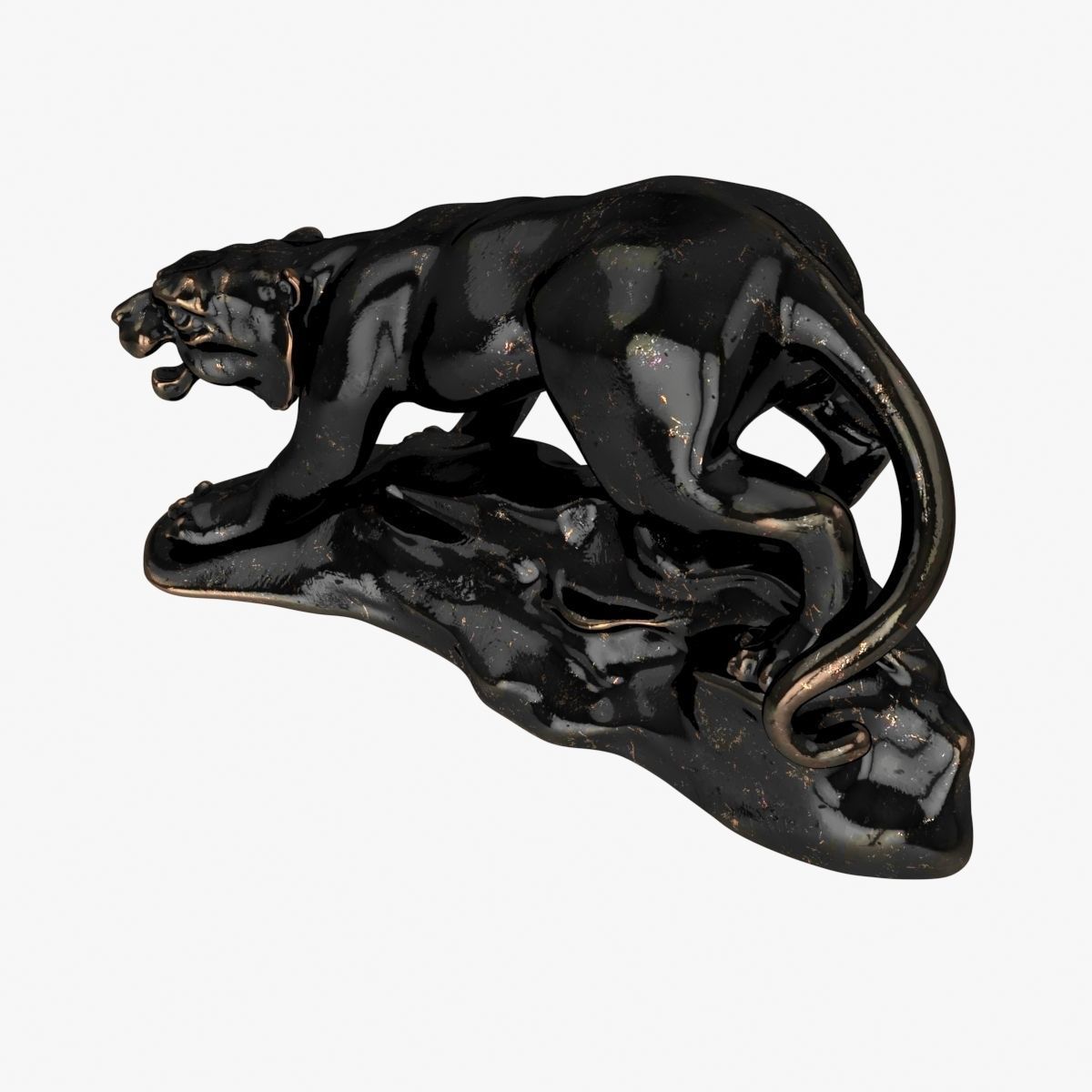 Bronze Sculpture of Tiger 3D model_4