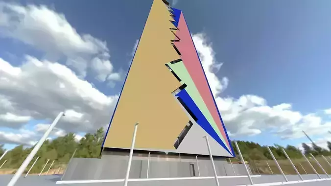 Skyscrapers with simple road Free 3D model
