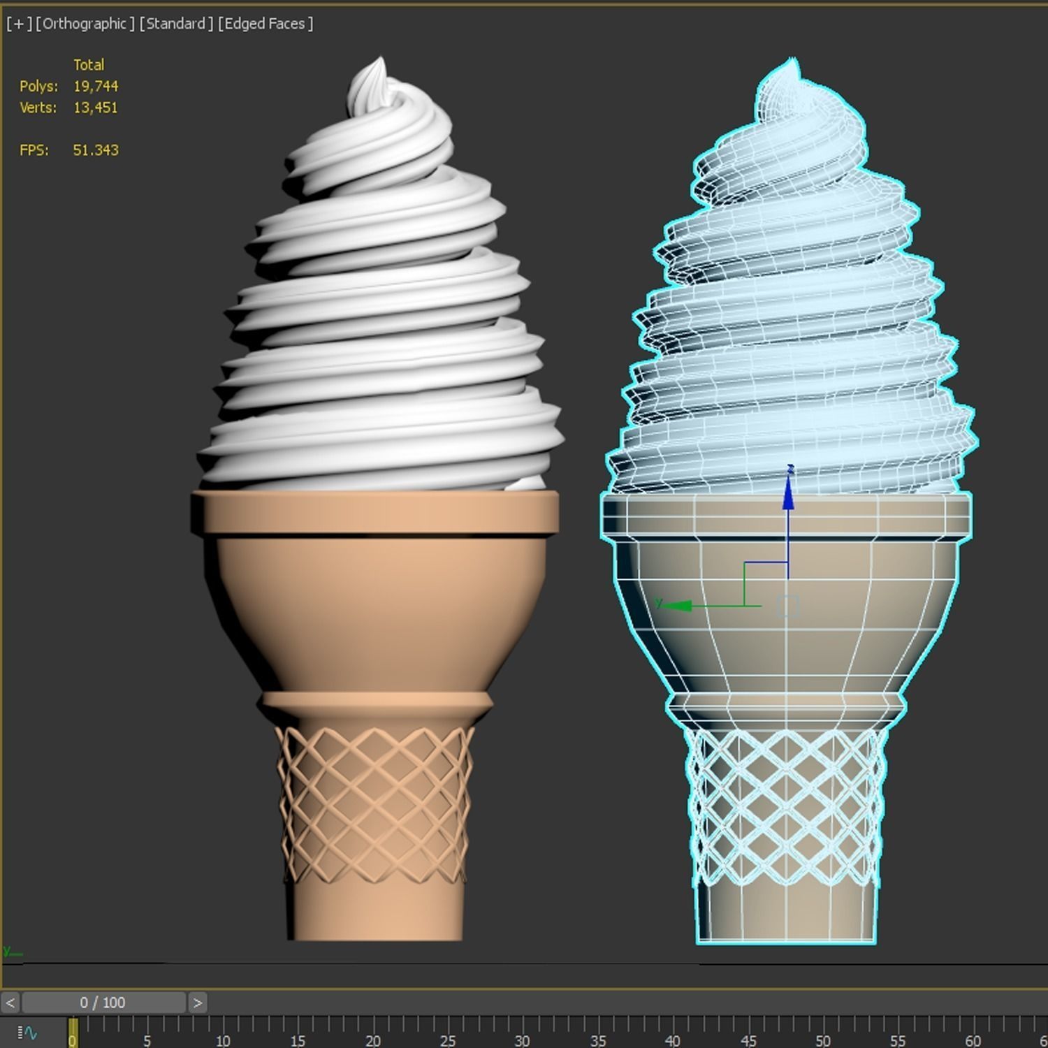 ice cream cone 3D model_1