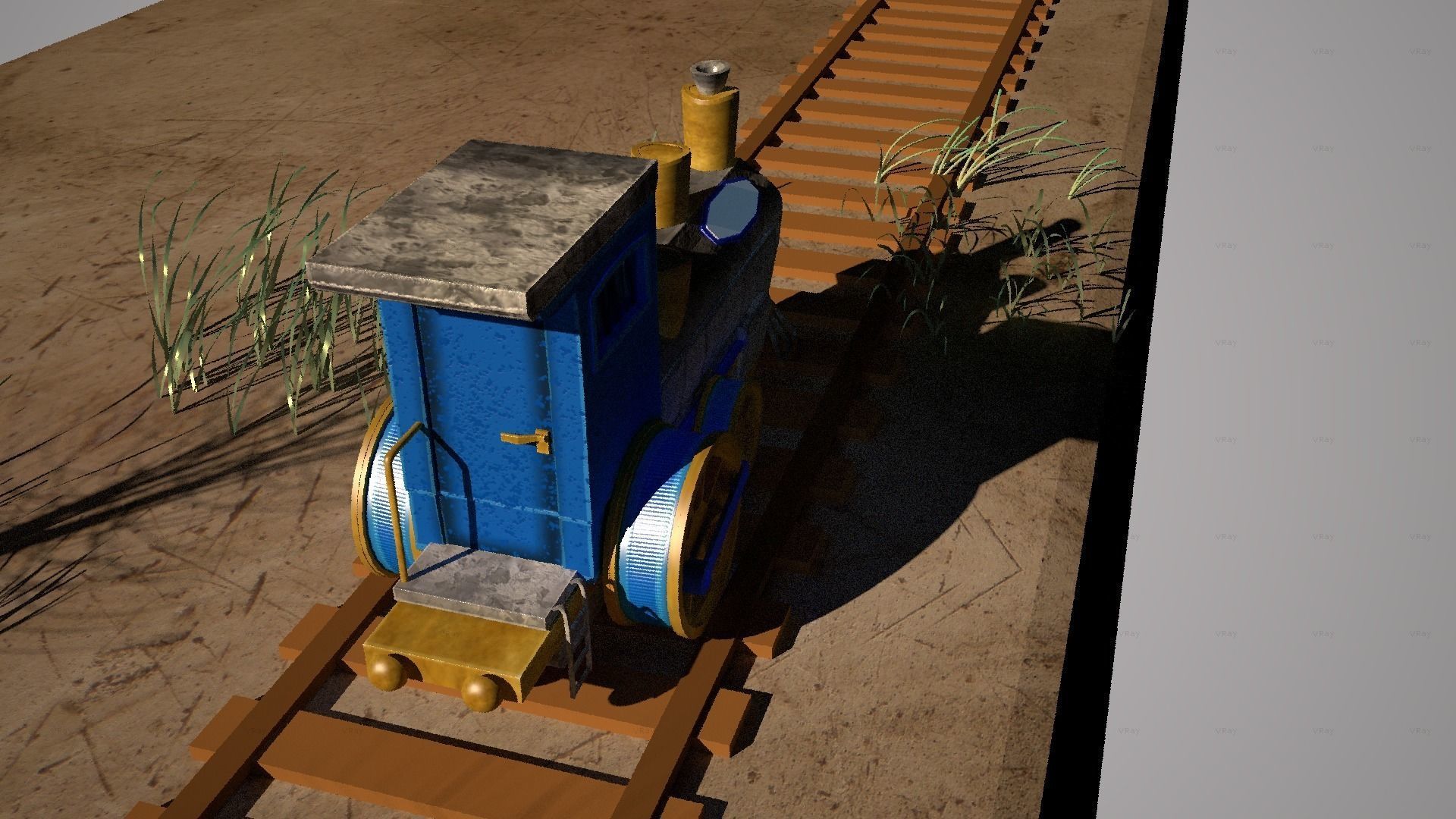 Locomotive Trophy Low-poly 3D model_2