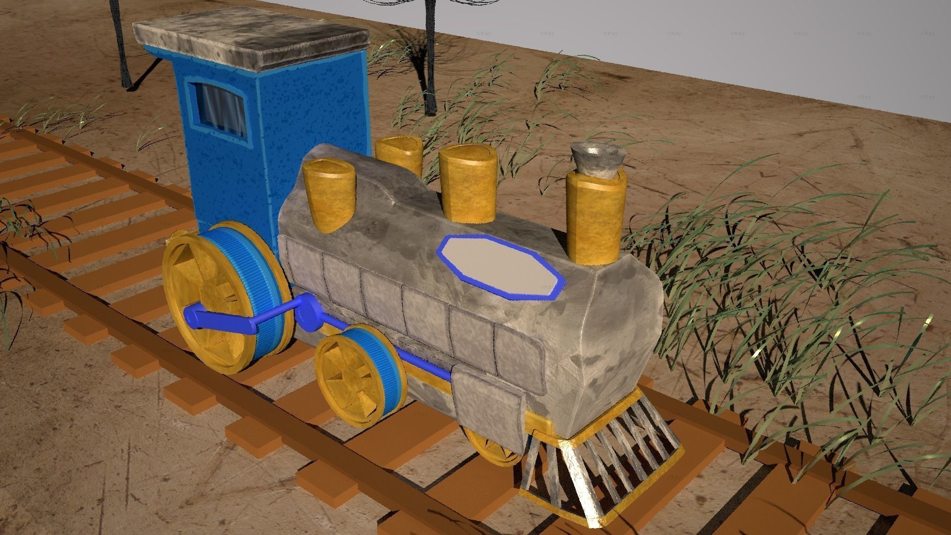 Locomotive Trophy Low-poly 3D model_1