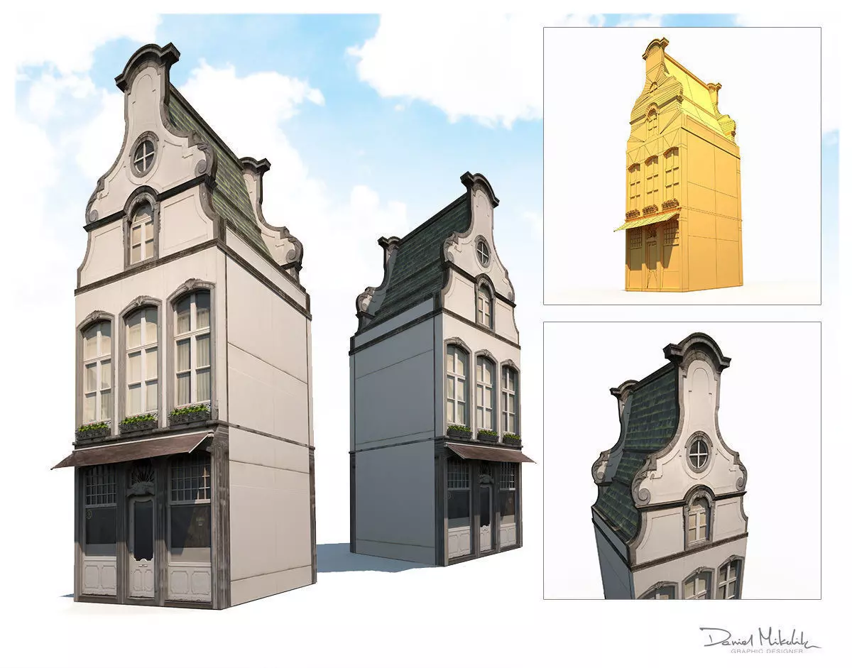 Apartment House 182 Low Poly Low-poly 3D model_0