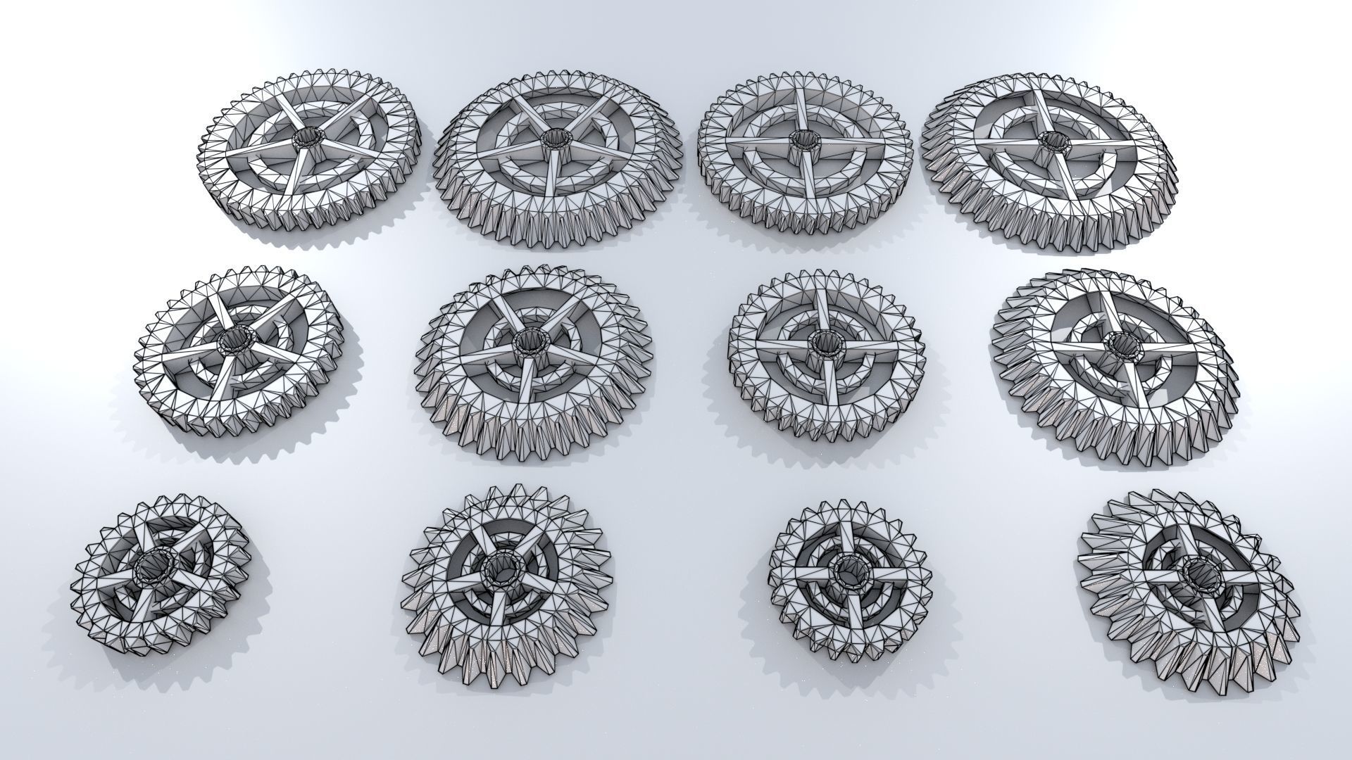 Cogwheel Collection gears Low-poly 3D model_8