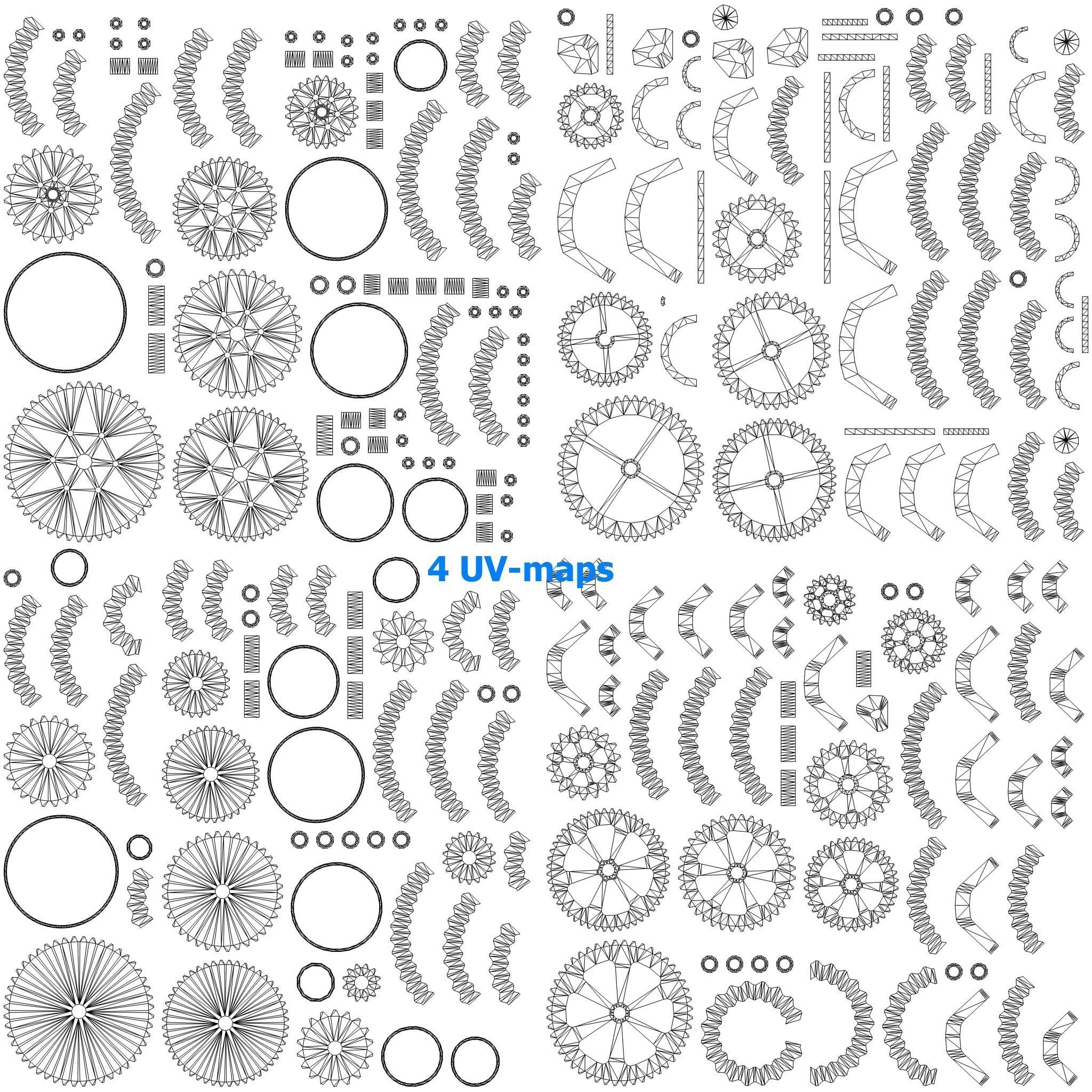 Cogwheel Collection gears Low-poly 3D model_13