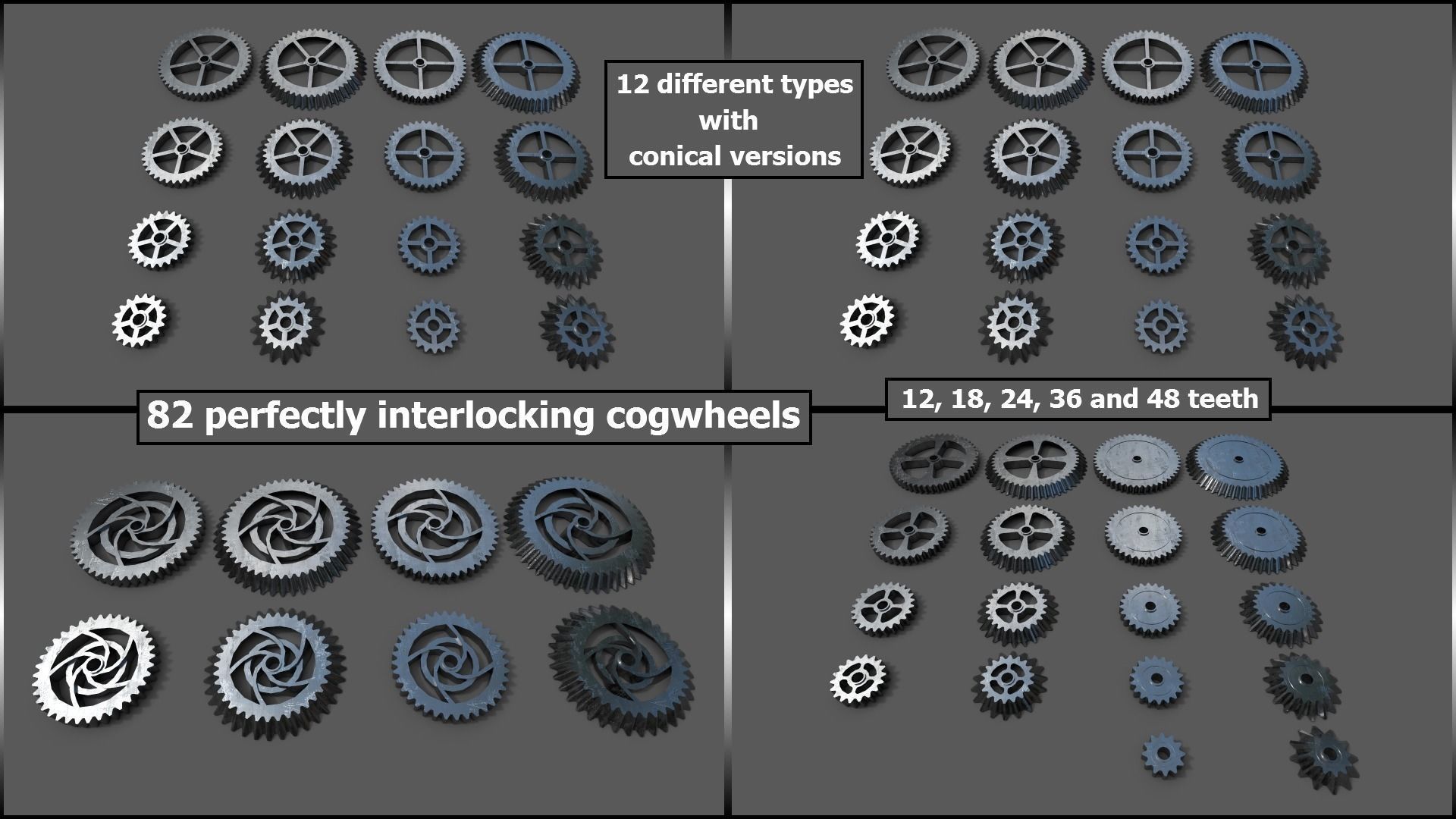 Cogwheel Collection gears Low-poly 3D model_0