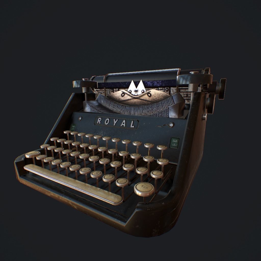 Old Typewriter pbr Low-poly 3D model_9