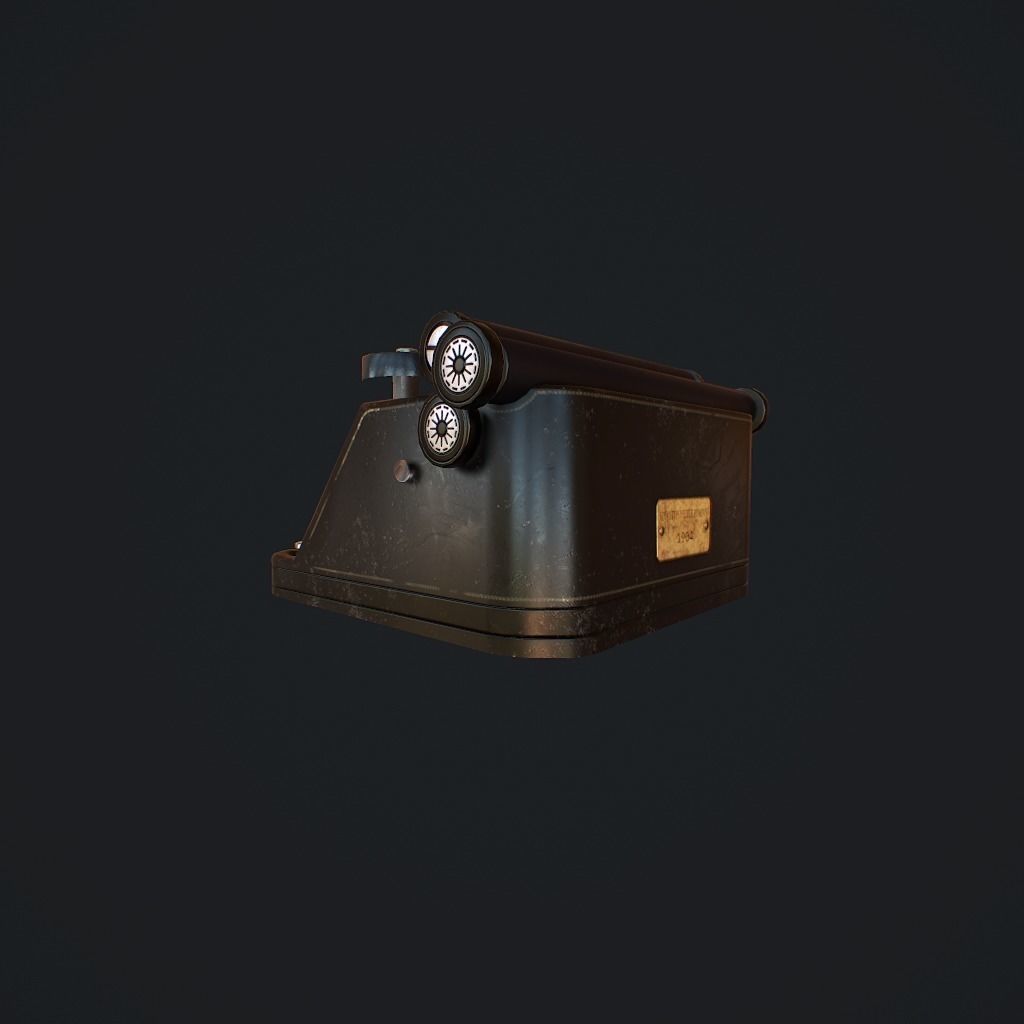 Old Typewriter pbr Low-poly 3D model_5