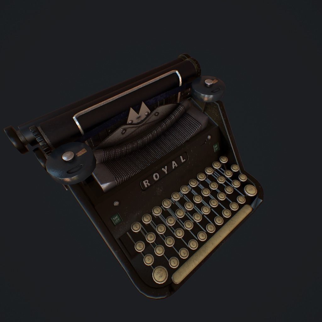 Old Typewriter pbr Low-poly 3D model_7
