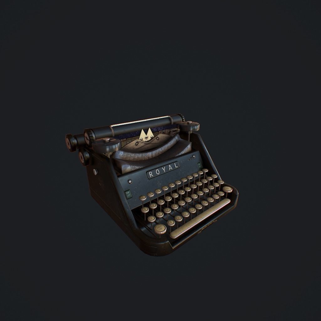 Old Typewriter pbr Low-poly 3D model_0