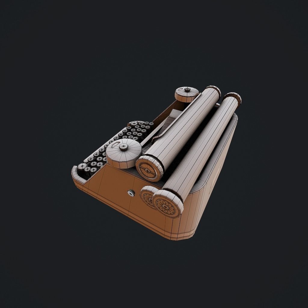 Old Typewriter pbr Low-poly 3D model_12