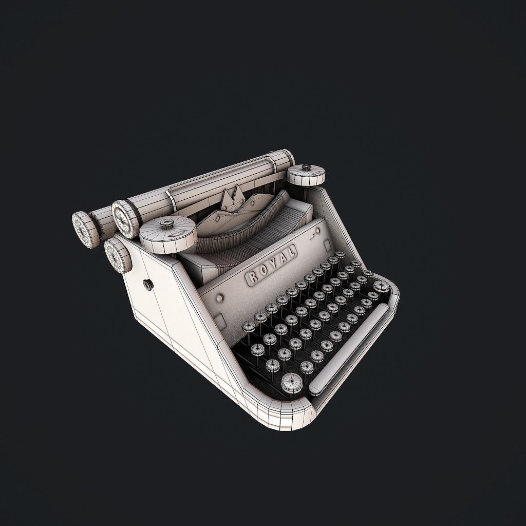 Old Typewriter pbr Low-poly 3D model_10