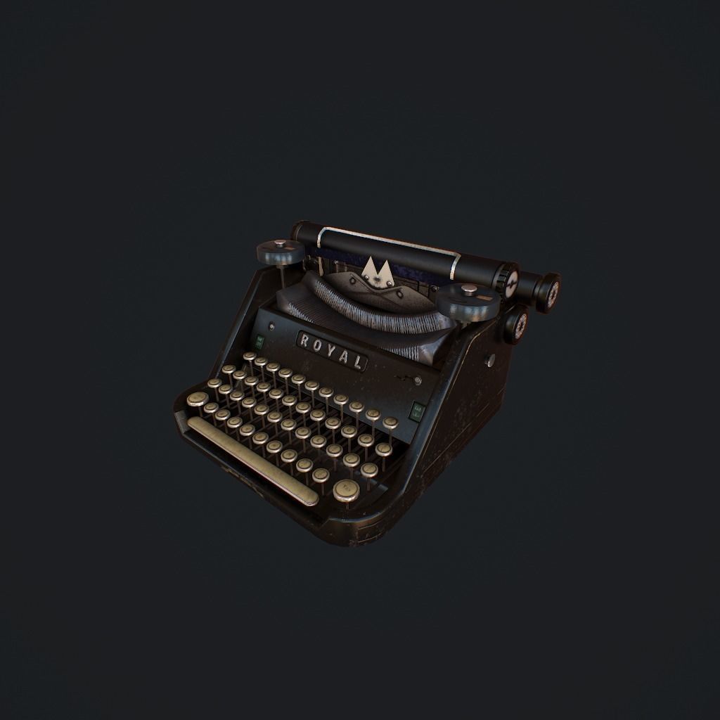 Old Typewriter pbr Low-poly 3D model_3