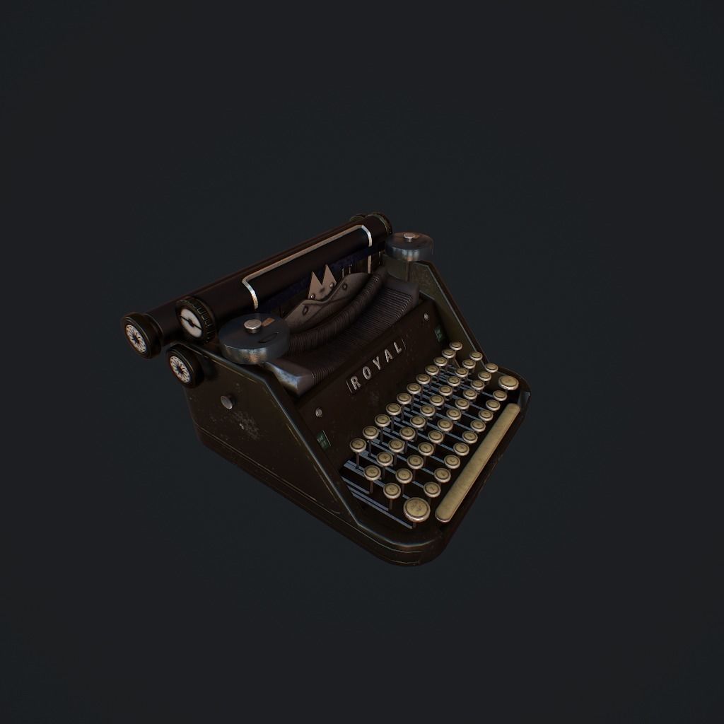 Old Typewriter pbr Low-poly 3D model_8