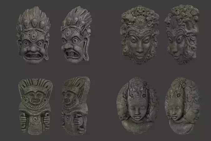 Tribal Masks Pack Low-poly 3D model