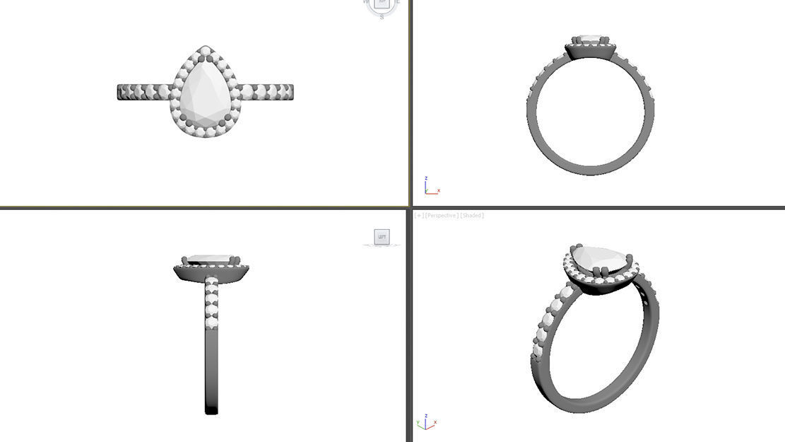 Halo Pear Gold Ring 3D print model_7