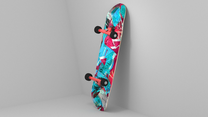 Skateboard hanging on wall Free 3D model