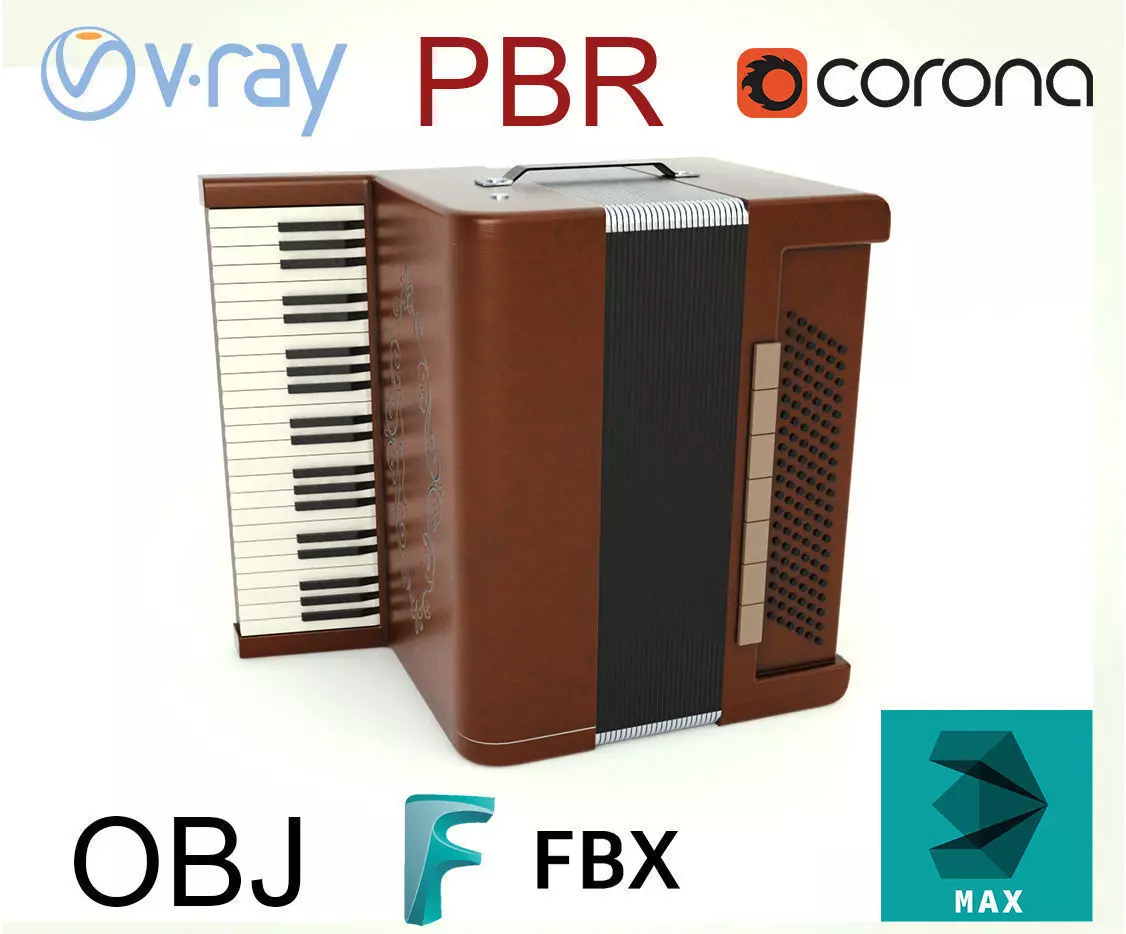 Accordion 3D model box Low-poly 3D model_0