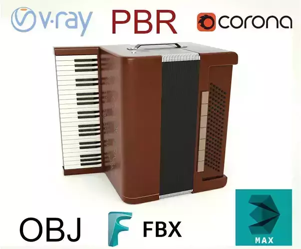 Accordion 3D model box Low-poly 3D model