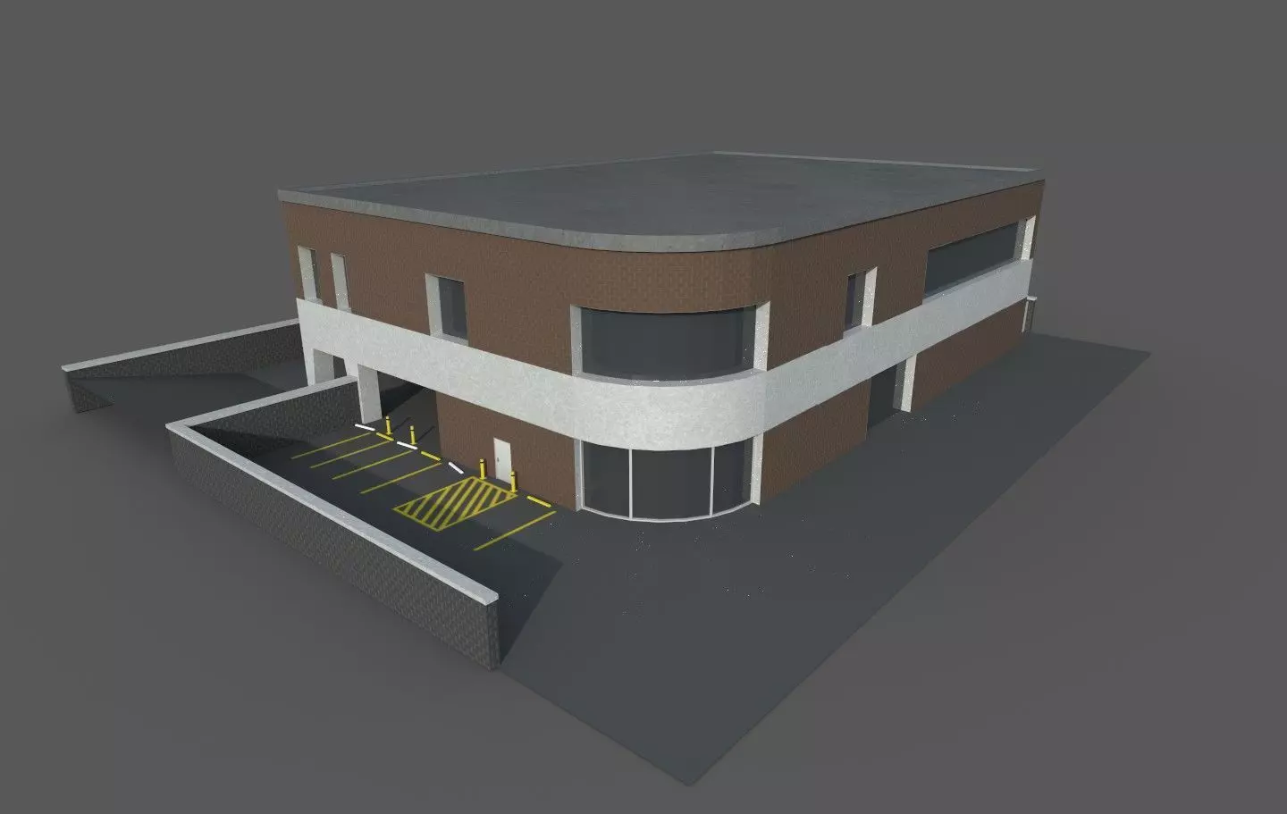 Old Building Low-poly 3D model_0