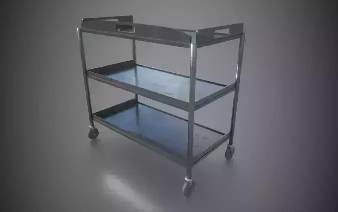 Trolley low poly game ready metal sheet hanging on wall Low-poly 3D model